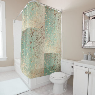Rideaux De Douche Stardust or sur Sea Green 