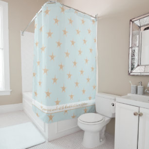 Rideaux De Douche Starfish txt personnalisé blanc rayé pastel clair