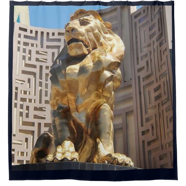 RIDEAUX DE DOUCHE STATUE DE LION D'OR LAS VEGAS (Devant)