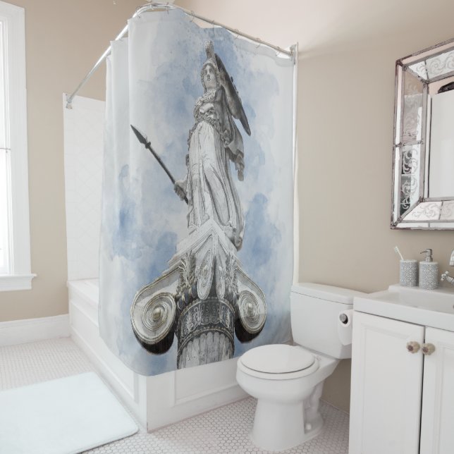 Rideaux De Douche Statue grecque antique Athéna (En situation)