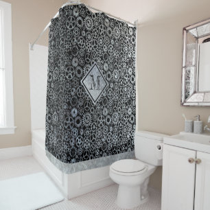 Rideaux De Douche Steampunk Argent Zinc engrenages Personnalisé Mono