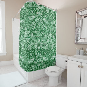Rideaux De Douche Strawberry Thief Green, William Morris