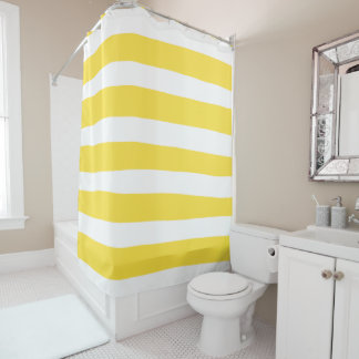 Rideaux De Douche Stripes inégales - Citron jaune et blanc