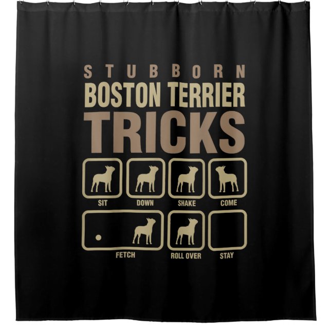 Rideaux De Douche Stubborn Boston Terrier Tricks Amoureux des chiens (Devant)