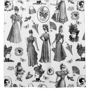 Rideaux De Douche style antique des femmes victoriennes papillon toi
