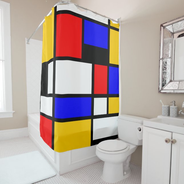 Rideaux De Douche Style Art Mondrian (En situation)