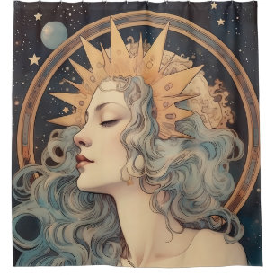 Rideaux De Douche Style Art Nouveau Lune Stars Princess