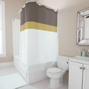 Rideaux De Douche Style chic blanc Brown matte Or Top Stripes