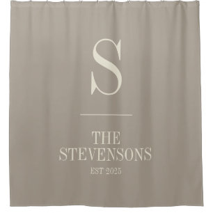 Rideaux De Douche Style Classique Famille Monogramme Est Taupe Brown