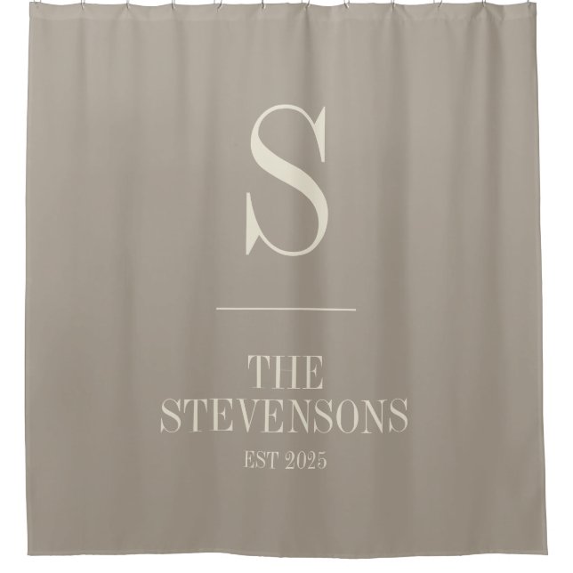Rideaux De Douche Style Classique Famille Monogramme Est Taupe Brown (Devant)