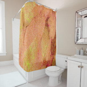 Rideaux De Douche Style cuir ridé avec peinture usée, saumon