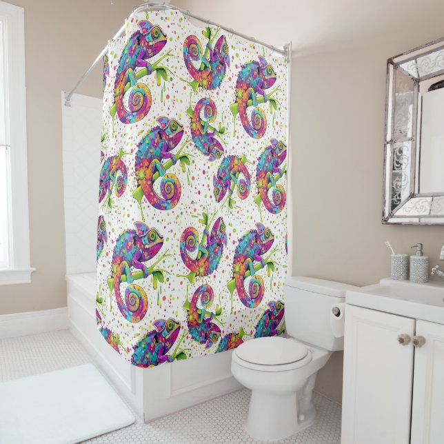 Rideaux De Douche Style d'aquarelle des teintures Chameleon (En situation)