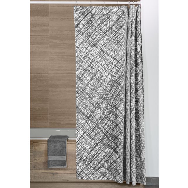 Rideaux De Douche Style de texture japonaise lignes simples gribouil (Japandi style shower curtain)
