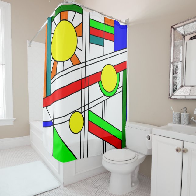 Rideaux De Douche Style moderne en verre de trait (En situation)