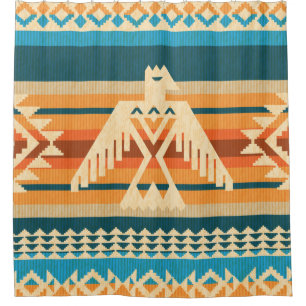 Rideaux De Douche Style Navajo abstrait motif sans couture avec aigl
