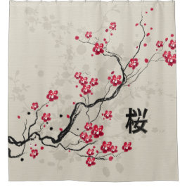 Rideaux De Douche Style oriental Sakura Cherry Blossom Art