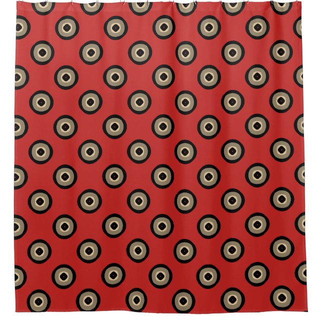 Rideaux De Douche Style rétro - Motif rouge noir (Devant)
