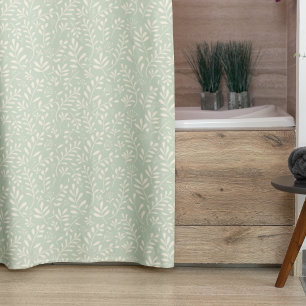 Rideaux De Douche Style Sage Vert Boho Aquarelle Motif Floral