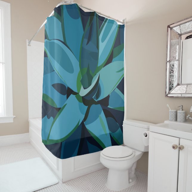 Rideaux De Douche Succulents Blue Agave Cactus Succulents (En situation)