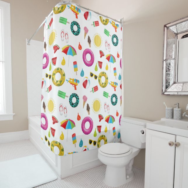 Rideaux De Douche Summer Party Beach Amusants Motif (En situation)