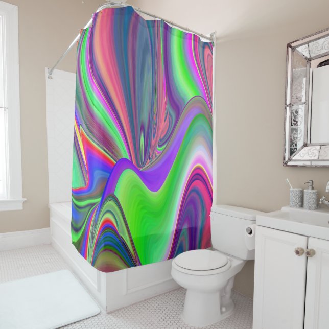 Rideaux De Douche Summerfeel, Rainbowart 3D Abstrait (En situation)