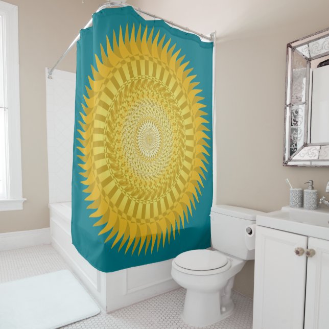 Rideaux De Douche Sun Mandala en jaune (En situation)