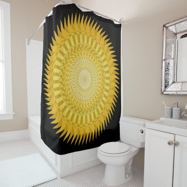 Rideaux De Douche Sun Mandala en jaune (En situation)