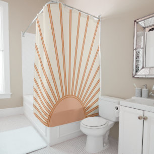 Rideaux De Douche Sun Sunrise Earth Tones Terracotta Retro Sunshine
