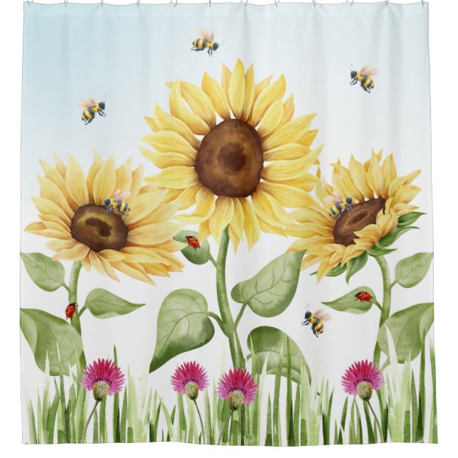 Rideaux De Douche Sunflowers and Bees (Devant)
