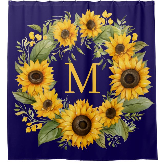 Rideaux De Douche Sunflowers Monogram Shower Curtain (Devant)