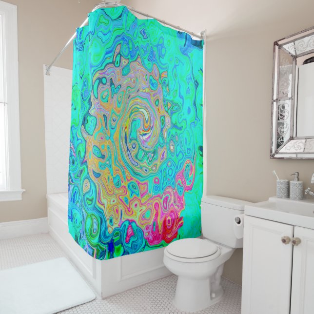Rideaux De Douche Super Abstrait Rainbow Liquid Swirl (En situation)