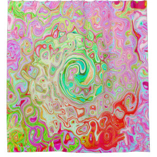 Rideaux De Douche Super Abstrait Retro Pastel Green Liquid Swirl
