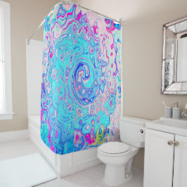 Rideaux De Douche Super Abstrait Retro Robin's Oeuf Blue Swirl