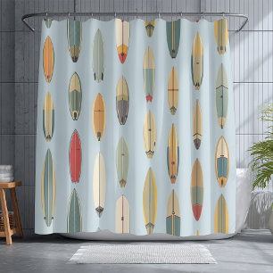 Rideaux De Douche Surf Life Impression Rétro de Planche de Surf Bl