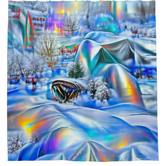 Rideaux De Douche Surreal Winter Wonderland avec lumière Iridescente