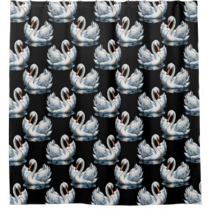 Rideaux De Douche Swan Birds Design Motif
