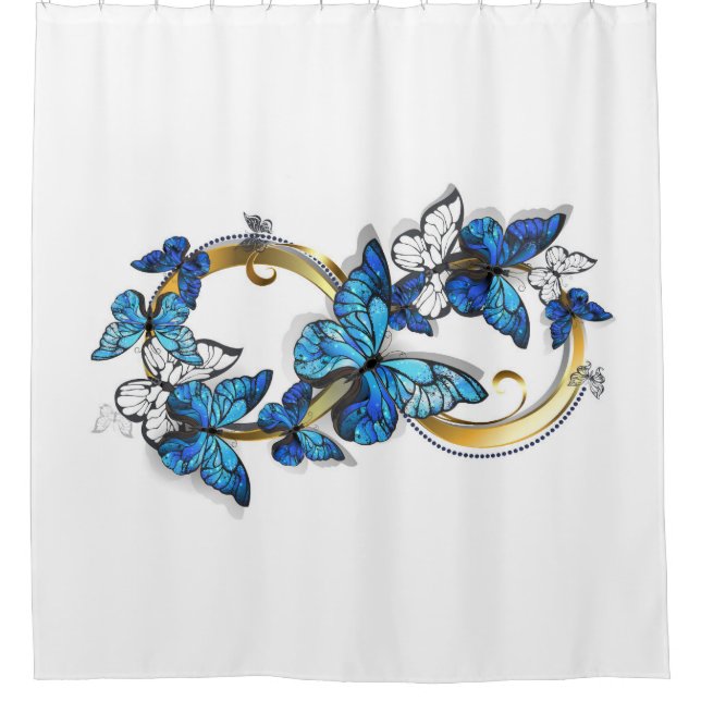 Rideaux De Douche Symbol Infinity of Blue Morpho Butterflies (Devant)