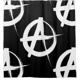 Rideaux De Douche symbole anarchique noir et blanc