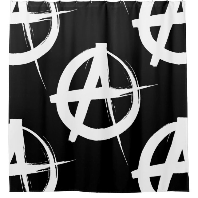 Rideaux De Douche symbole anarchique noir et blanc (Devant)