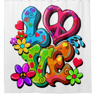 Rideaux De Douche SYMBOLE DE LA Paix Anti-Guerre Hippy Love