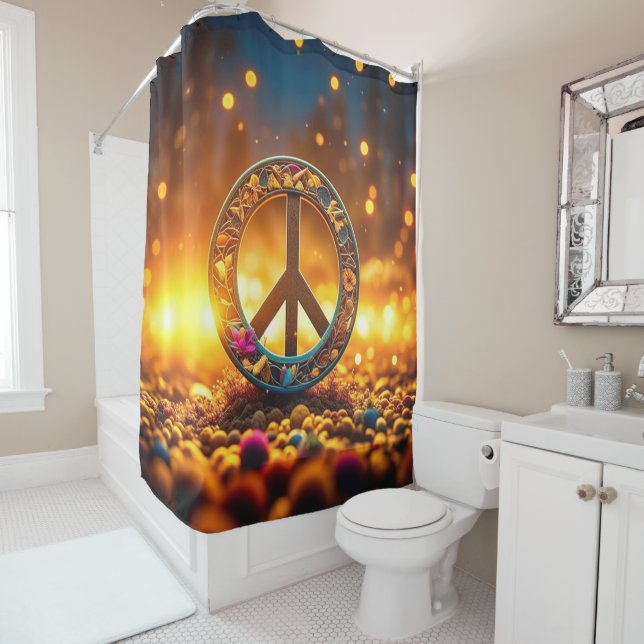 Rideaux De Douche SYMBOLE DE LA PAIX BOkeh (En situation)