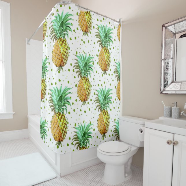 Rideaux De Douche Symbole de l'hospitalité Motif d'ananas (En situation)