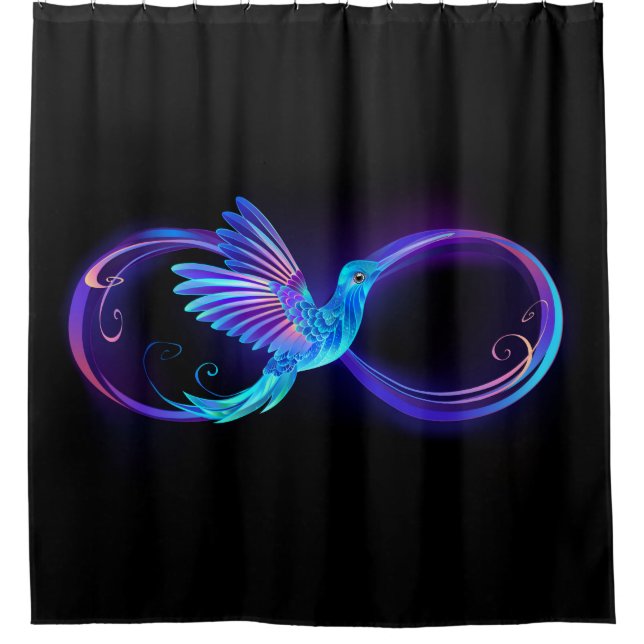 Rideaux De Douche Symbole de Neon Infinity par Glowing Hummingbird (Devant)