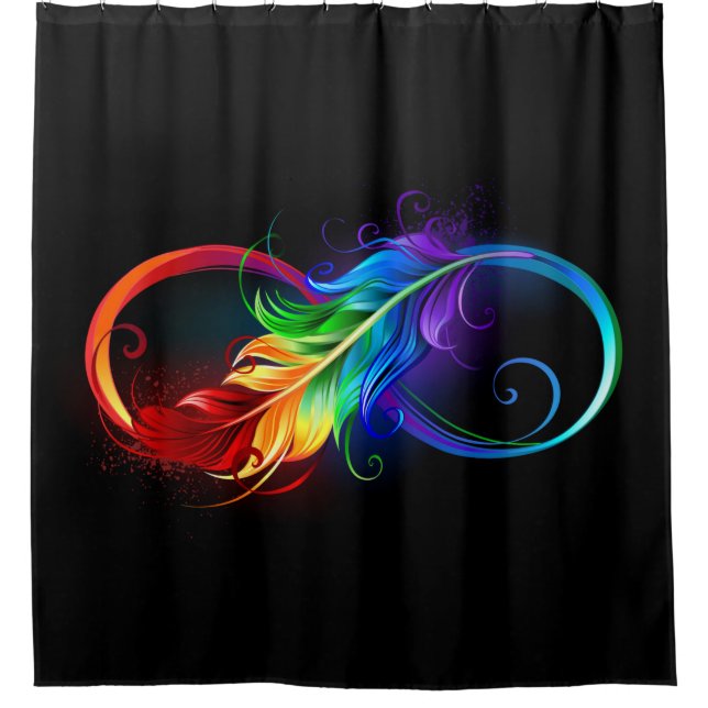 Rideaux De Douche Symbole d'infini avec plume arc-en-ciel (Devant)