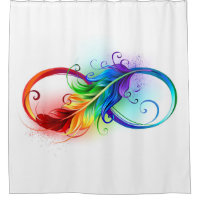 Symbole d'infini avec plume arc-en-ciel