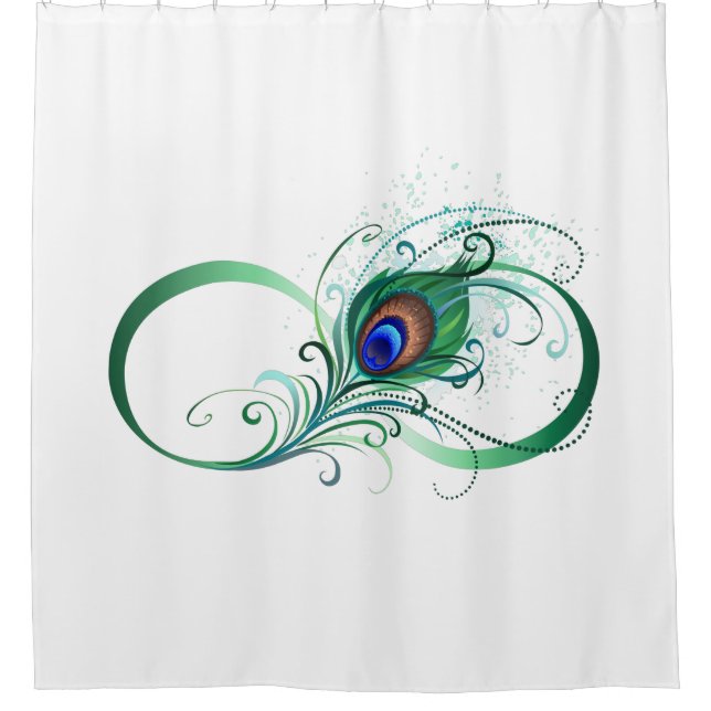 Rideaux De Douche Symbole d'infini avec plume de paon (Devant)