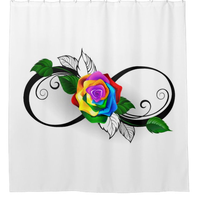 Rideaux De Douche Symbole d'infini avec Rose arc-en-ciel (Devant)