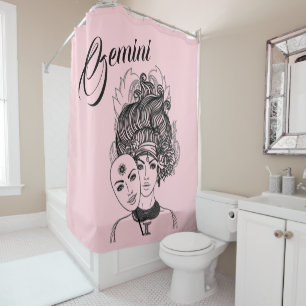 Rideaux De Douche Symbole et signe du zodiaque Gemini rose