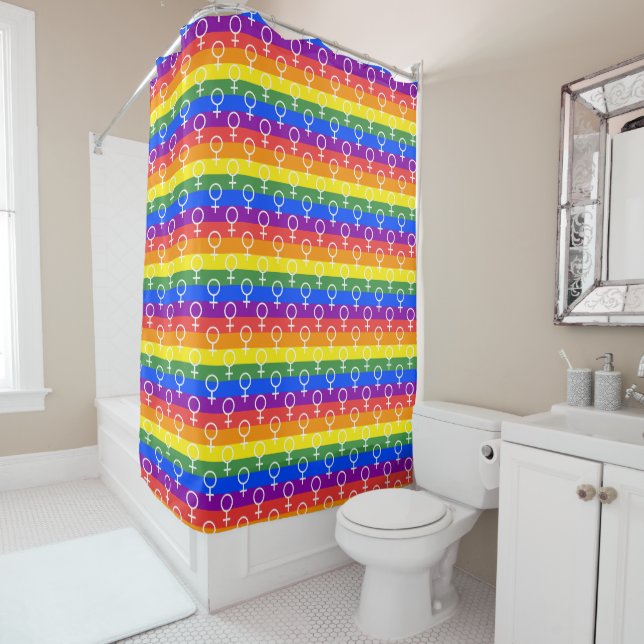 Rideaux De Douche Symbole féminin Motif arc-en-ciel (En situation)