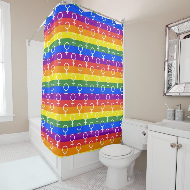 Rideaux De Douche Symbole féminin Motif arc-en-ciel (En situation)